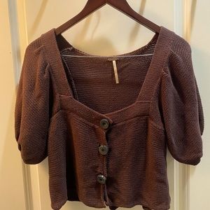 Free People brown button-up sweater, size M